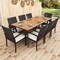 Costway 9 PCS Patio Dining Set Outdoor Acacia Wood Dining Table with 1.9" Umbrella Hole